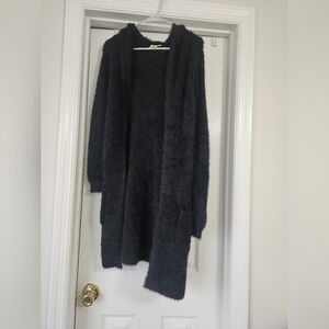 Belle Du Jour Black Fuzzy Cardigan Y2k